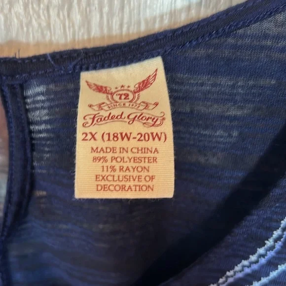 Faded Glory Blue Embellished Sleeveless Blouse - Picture 2 of 2